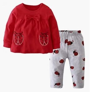 Baby Girls Clothes Set 2 Piece Long Sleeve Lady Bug Pattern Infant Outfits NWT